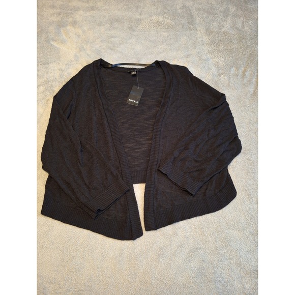 torrid Sweaters - Torrid Slub Shrug 3/4 Sleeve Cropped Sweater Deep Black Size 3 New With Tags